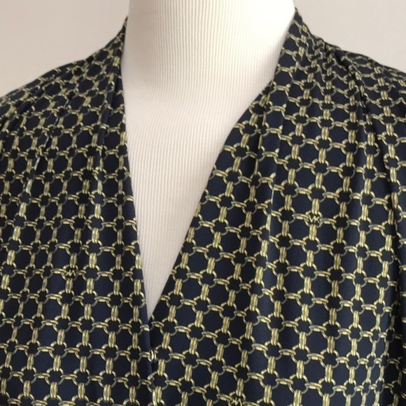 MICHAEL MICHAEL KORS Women's Small Black Gold Wrap Blouson Top Blouse Office - Picture 2 of 7